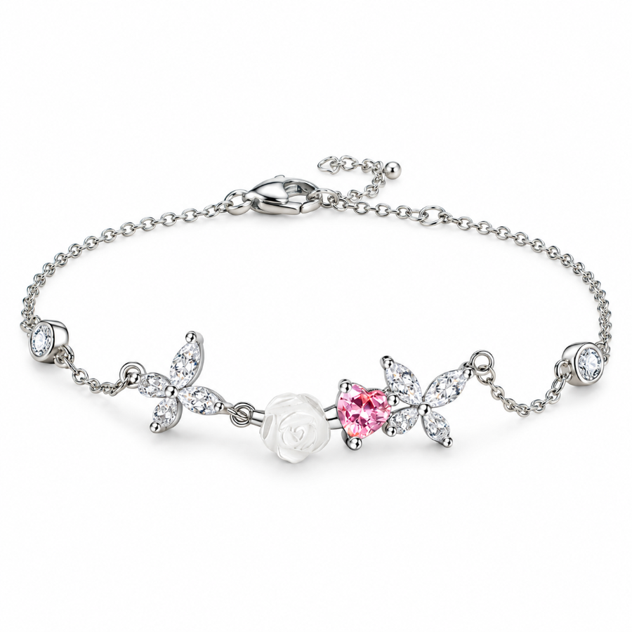 Butterfly Rose Bracelet — white-background view