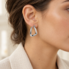 Soft Triangle Hoop Earrings — wearing illustration