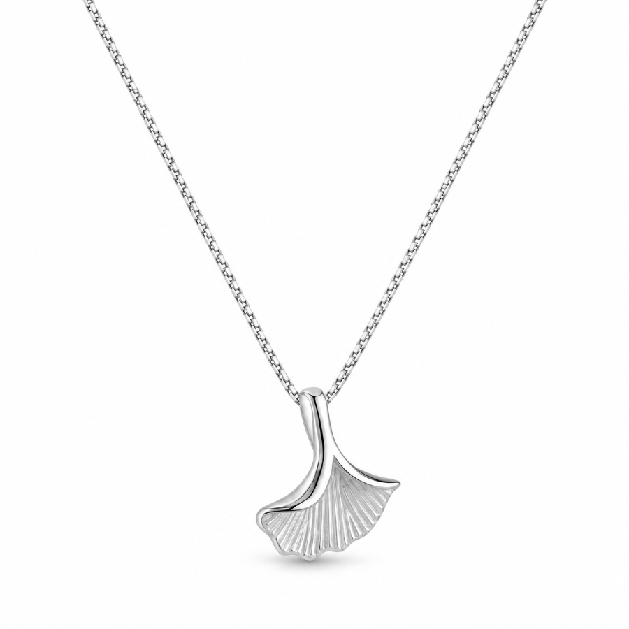 Ginkgo Leaf Necklace — white-background view