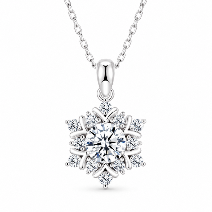 Snowflake Spark Necklace — white-background view