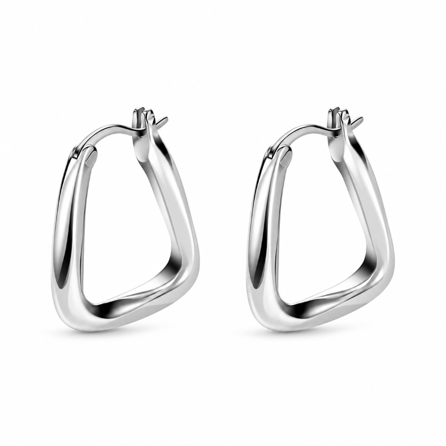 Soft Triangle Hoop Earrings — white-background view