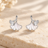 Ginkgo Duo Studs — styled display